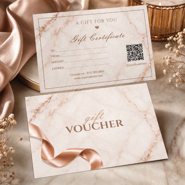 Certificado-Cadeau de Mármore de Luxo | Beleza em  (Luxury Marble Gift Certificate | Rose Gold Beauty #giftcertificate #giftvoucher)