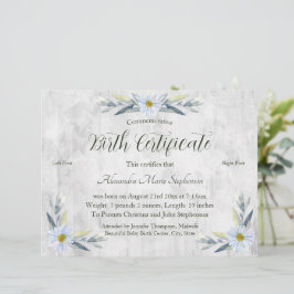 Certificado Comemorativo de Nascimento de Nova Peg