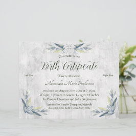 Certificado Comemorativo de Nascimento de Nova Peg