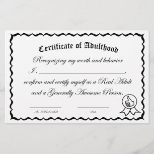 Certificado da Auto-Certificação da idade adulta