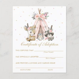 Certificado de Adoção de Animais da Floresta Triba