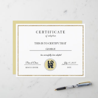 Certificado de Adoção de Animal