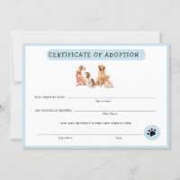 Certificado de Adoção de Pupppy Azul e Branco