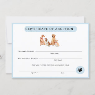 Certificado de Adoção de Pupppy Azul e Branco