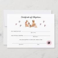 Certificado de Adoção de Pupppy Pink e Branco Cute