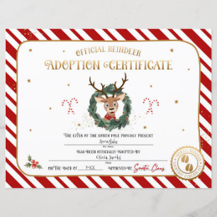 Certificado de Adoção de Rena Personalizado