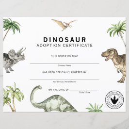 Certificado de Adoção do Dinossauro