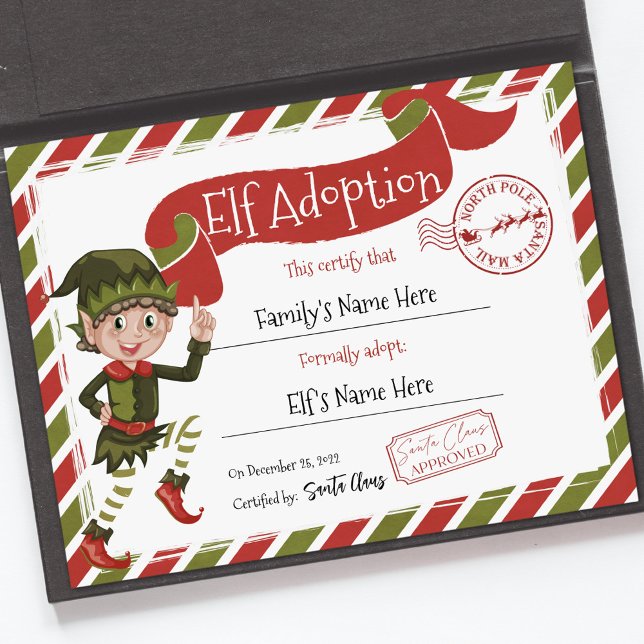 Certificado De Adoção Do Elf De Natal (Elf Adoption Certificate)