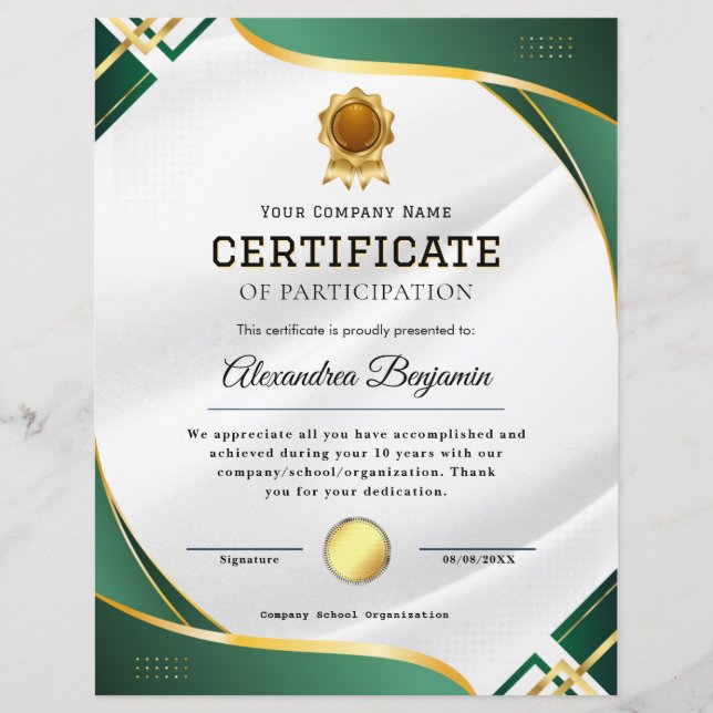 Certificado de Apreciação (Frente)