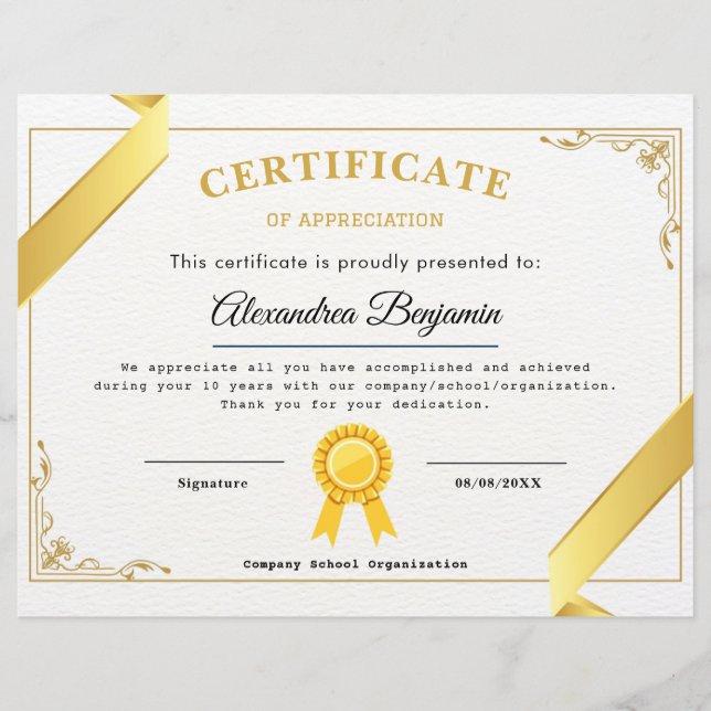 certificado de apreciação (Frente)