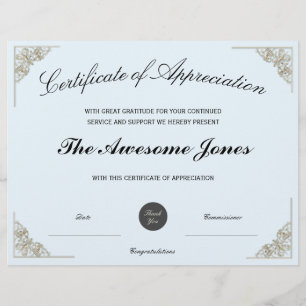 Certificado de Apreciação Azul com Logotipo Pers