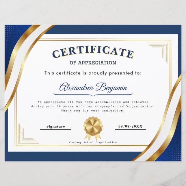 Certificado de Apreciação Elegante (Frente)
