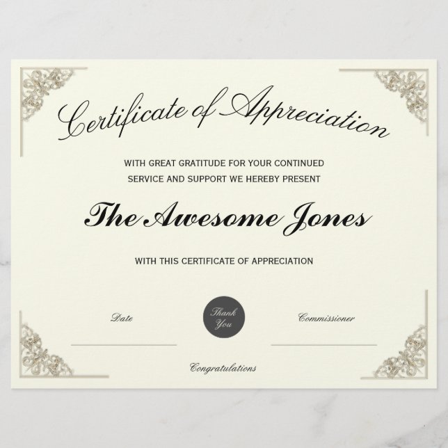 Certificado de Apreciação Elegante com logotipo pe (Frente)