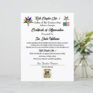 Certificado de Apreciação OES