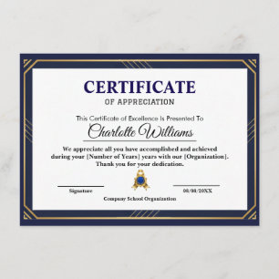 Certificado de Apreciação Profissional Arte de Par