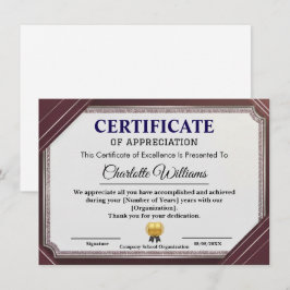 Certificado de Apreciação Profissional Elegante