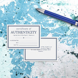 Certificado de Autenticidade Azul Marinho Branco