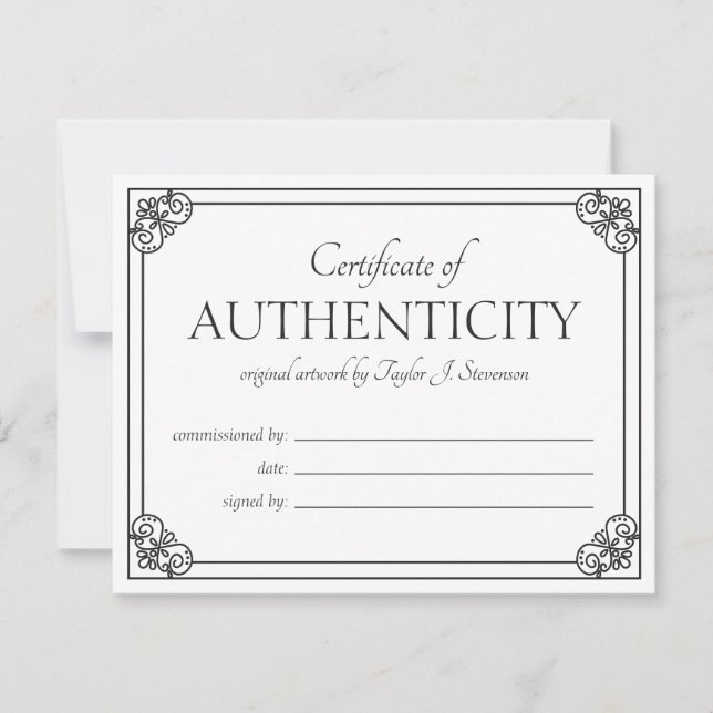 Certificado de Autenticidade de Quadro de Ornament (Frente)
