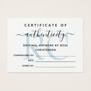 Certificado de Autenticidade do Monograma Azul Pá