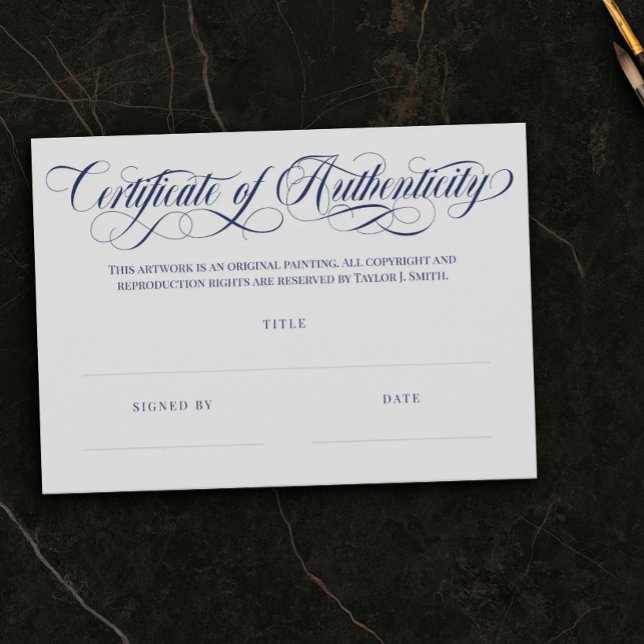 Certificado de Autenticidade Gray & Navy Swirls (Criador carregado)