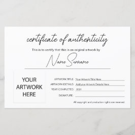 Certificado de autenticidade minimalista simples