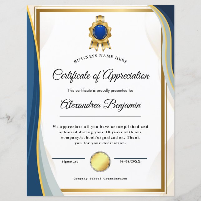 Certificado de Avaliação de Conquista (Frente)