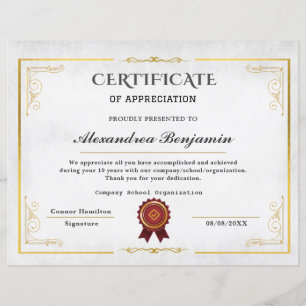 certificado de avaliação de desempenho pro