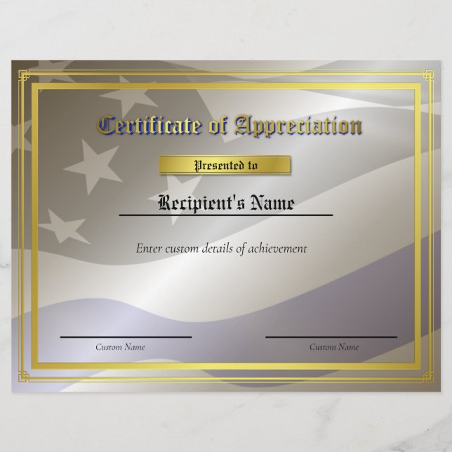 Certificado de Bandeira Personalizada Thin Blue Li (Frente)