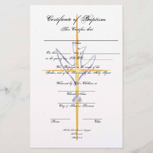 Certificado de Batismo-Adulto (Frente)