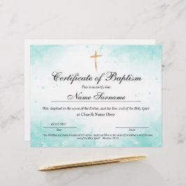 Certificado de Batismo, Dedicação de Bebês