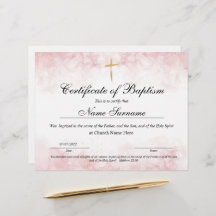 Certificado de Batismo, Dedicação de Bebês