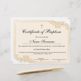 Certificado de Batismo, Dedicação de Bebês