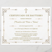 Certificado de Batismo Elegante