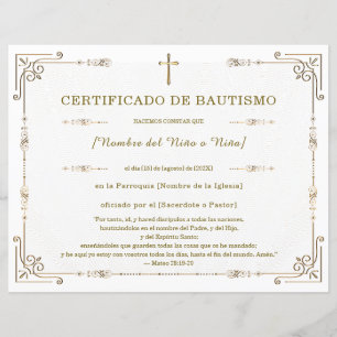 Certificado de Batismo Elegante