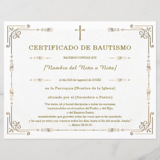Certificado de Batismo Elegante