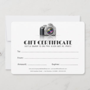 Certificado de Câmara DSLR para Fotógrafo Profissi