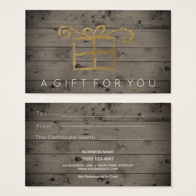 Certificado de Cartão de Presente Dourado para Mad (Frente & Verso)