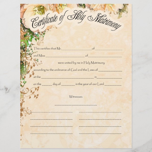 Certificado de casamento (Frente)