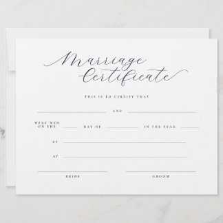Certificado de Casamento com Letra Minimal Clássic