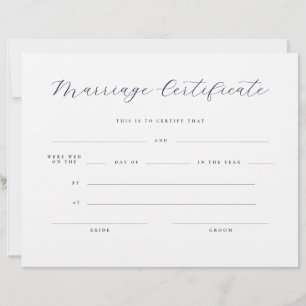 Certificado de Casamento com Letra Minimalista Ele