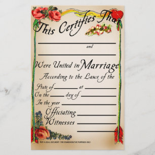 Certificado de Casamento de Estilo Anterior