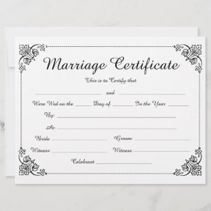 Certificado de Casamento de Script de Borda Floral