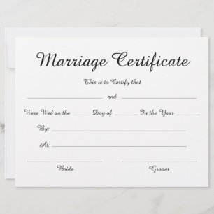 Certificado de Casamento de Script Elegante Minima