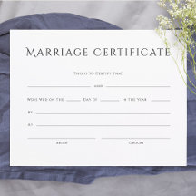 Certificado de Casamento de Texto Minimalista Eleg