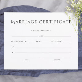 Certificado de Casamento de Texto Minimalista Eleg