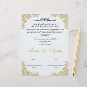 Certificado de Casamento Nikkah Personalizado Inst