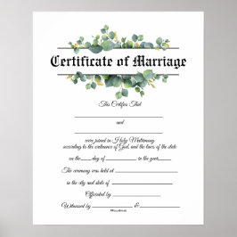 Certificado de casamento Poster