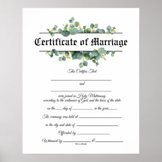 Certificado de casamento Poster