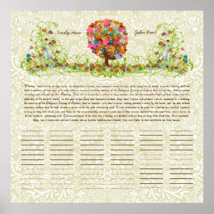 Certificado de Casamento Quaker com Impressão de Á