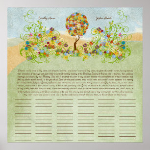 Certificado de Casamento Quaker com Impressão de Á